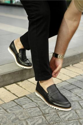 کفش کژوال مشکی مردانه چرم طبیعی پاشنه کوتاه ( 4 - 1 cm ) پاشنه ساده کد 683059337
