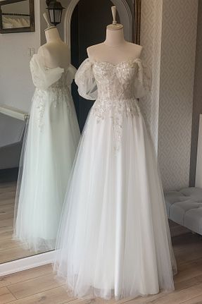 لباس مجلسی و فارغ التحصیلی سفید زنانه توری Lenta Moda - کد 683104040