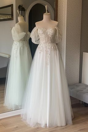 لباس مجلسی و فارغ التحصیلی سفید زنانه توری Lenta Moda - کد 683104040