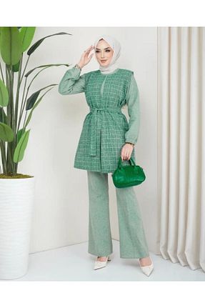 ست بالاتنه و پائین تنه سبز زنانه بافتنی XNİGHT - کد 683111718