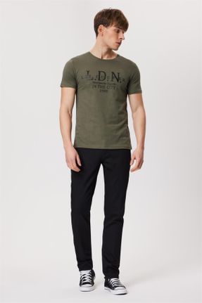 تی شرت خاکی مردانه رگولار یقه گرد تکی کد 683153655
