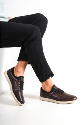 کفش کژوال قهوه ای مردانه چرم طبیعی پاشنه کوتاه ( 4 - 1 cm ) پاشنه ساده کد 96145227