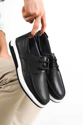 کفش کژوال مشکی مردانه چرم طبیعی پاشنه کوتاه ( 4 - 1 cm ) پاشنه ساده کد 679424258