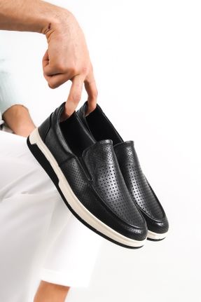 کفش کژوال مشکی مردانه چرم طبیعی پاشنه کوتاه ( 4 - 1 cm ) پاشنه ساده کد 679772043