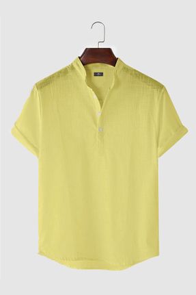 پیراهن زرد زنانه اسلیم فیت یقه دکمه دار کد 94463241