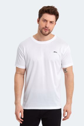 تی شرت سفید مردانه رگولار پلی استر یقه گرد تکی کد 683607929