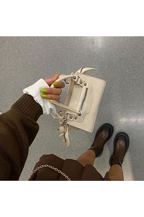 کیف دوشی بژ زنانه چرم مصنوعی BAGS - کد 684280243