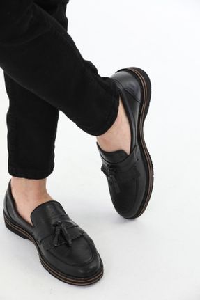 کفش کلاسیک مشکی مردانه چرم طبیعی پاشنه کوتاه ( 4 - 1 cm ) پاشنه ساده کد 467438286