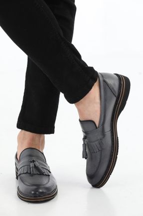 کفش کلاسیک طوسی مردانه چرم طبیعی پاشنه کوتاه ( 4 - 1 cm ) پاشنه ساده کد 467438230