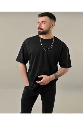 تیشرت مشکی مردانه اورسایز BYMEER - کد 685071210