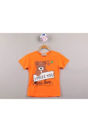 تی شرت نارنجی بچه گانه رگولار یقه گرد پنبه (نخی) تکی بیسیک کد 684652472
