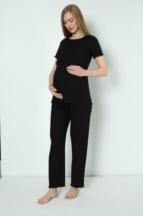 ست لباس راحتی حاملگی مشکی زنانه پنبه (نخی) کد 685270222