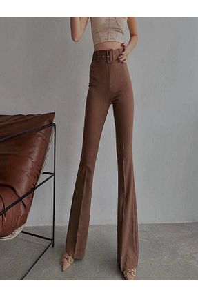 شلوار پارچه ای قهوه ای زنانه بلند Queens - کد 684110616