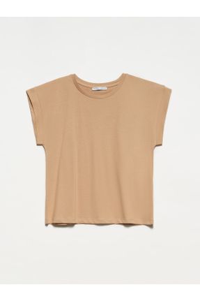 تی شرت بژ زنانه رگولار یقه گرد کد 684155219