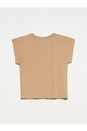 تی شرت بژ زنانه رگولار یقه گرد کد 684155219