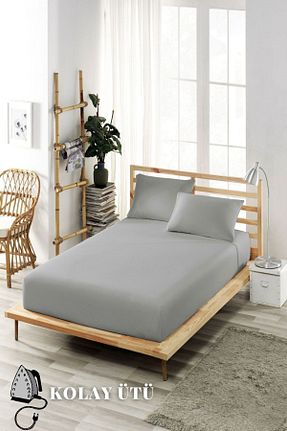 ست ملحفه دونفره طوسی کش دار ELY PARKER - کد 684483046