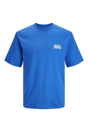 تی شرت آبی مردانه رگولار یقه خدمه تکی کد 684528877