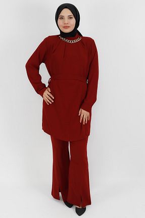 ست بالاتنه و پائین تنه حجاب زرشکی زنانه رگولار Butik - کد 666106951