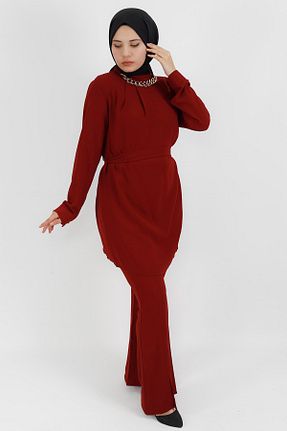 ست بالاتنه و پائین تنه حجاب زرشکی زنانه رگولار Butik - کد 666106951