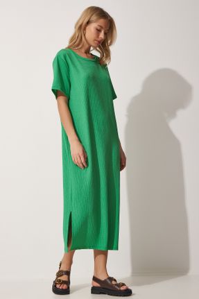 لباس سبز زنانه بافت پلی استر رگولار آستین-کوتاه کد 685278324