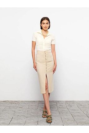 دامن بژ زنانه ساده LC Waikiki - کد 686209378