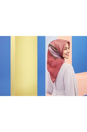 روسری زرشکی کرپ ساتن ابریشم Armine - کد 89095391