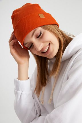 کلاه پشمی نارنجی زنانه پنبه ای Butikgiz - کد 89692550