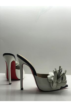 دمپائی سفید زنانه چرم خالص HAYYSHOES - کد 92575592