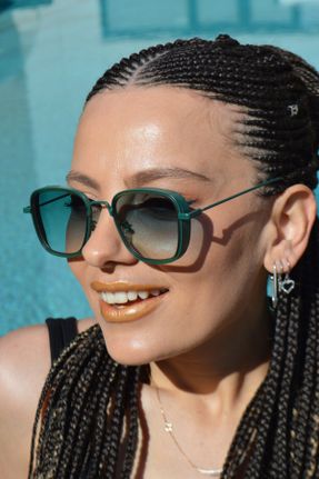 عینک آفتابی سبز زنانه 53 UV400 فلزی کد 95289881