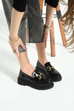 کفش لوفر مشکی زنانه چرم مصنوعی پاشنه کوتاه ( 4 - 1 cm ) کد 685606181