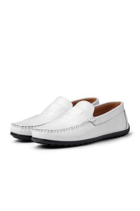 کفش کژوال سفید مردانه چرم طبیعی پاشنه کوتاه ( 4 - 1 cm ) پاشنه ساده کد 685361421