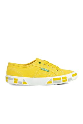 کفش اسنیکر زرد زنانه بند دار پارچه نساجی کد 281599705