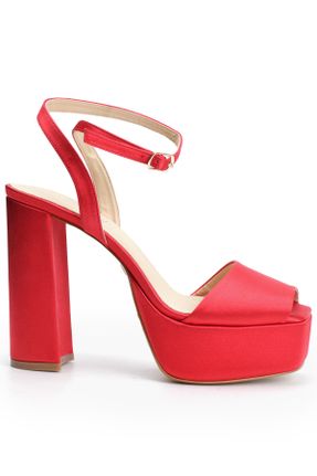 کفش مجلسی قرمز زنانه پاشنه ضخیم پارچه نساجی کد 686303938