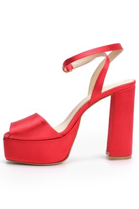 کفش مجلسی قرمز زنانه پاشنه ضخیم پارچه نساجی کد 686303938