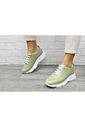 کفش اسنیکر بژ زنانه چرم اصل Kesim Shoes - کد 686371494