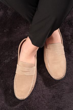 کفش کژوال بژ مردانه چرم طبیعی پاشنه کوتاه ( 4 - 1 cm ) پاشنه ساده کد 685367756