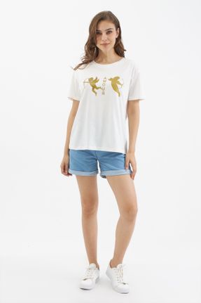 تی شرت نباتی زنانه یقه گرد رگولار تکی جوان کد 94452023