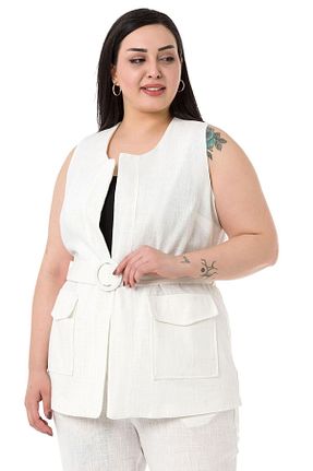 ست بالاتنه و پائین تنه سایز بزرگ سفید زنانه کش دار DISENTIS MODEST - کد 686945960