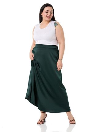 دامن سایز بزرگ سبز زنانه ساتن DISENTIS MODEST - کد 686963611
