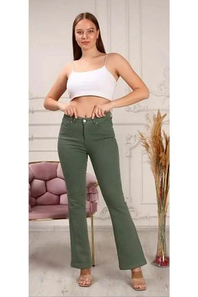 شلوار جین خاکی زنانه پاچه اسپانیولی LA CARTE - کد 687264200