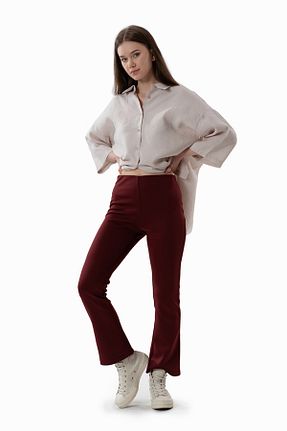 شلوار زرشکی زنانه الاستین Mieles - کد 687835958