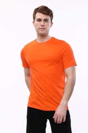 تی شرت نارنجی مردانه یقه خدمه کد 686876234