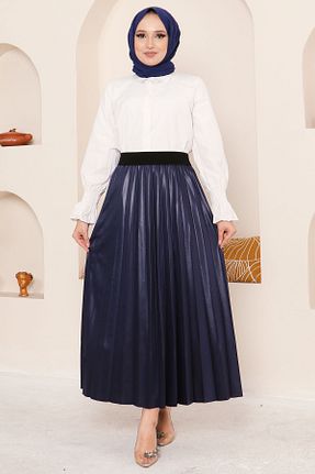 دامن سرمه ای زنانه پارچه CEVHER - کد 687842530