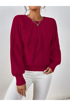 پلیور زرشکی زنانه Saç Örgü AQE FASHION - کد 625223226