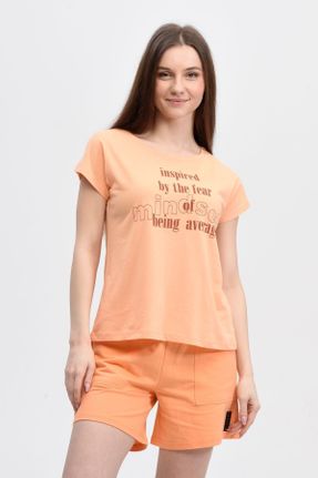 تی شرت صورتی زنانه رگولار پنبه (نخی) یقه گرد کد 688424801
