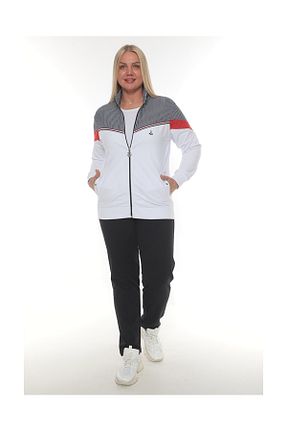 ست گرمکن سایز بزرگ سفید زنانه پنبه ای WND SPORT - کد 688466466