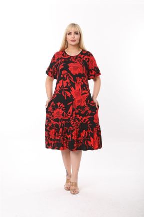 لباس قرمز زنانه سایز بزرگ بافت کد 688701571