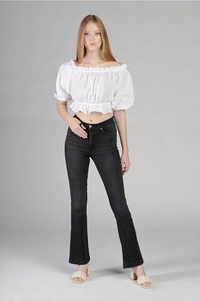 شلوار جین طوسی زنانه پاچه اسپانیولی ByCukurovaFrango - کد 688842959