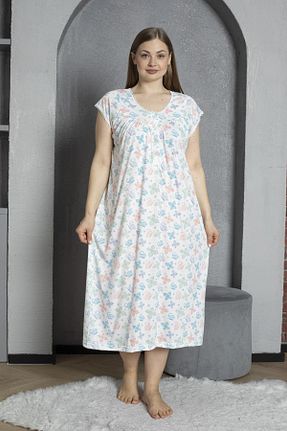 لباس شب سایز بزرگ فیروزه ای زنانه ساده SEBOTEKS - کد 688063615