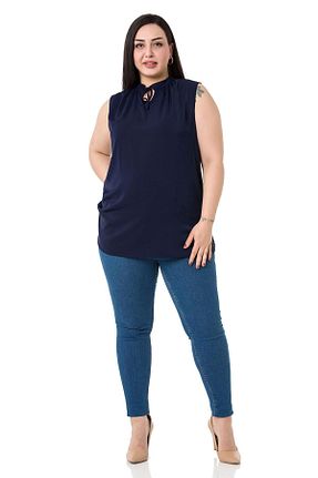 بلوز سایز بزرگ سرمه ای زنانه سایز بزرگ DISENTIS MODEST - کد 688589384